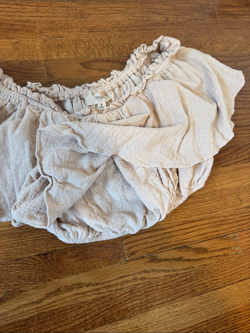 Textured Off-Shoulder Ruffle Top in Blush - Picture 2 of 8